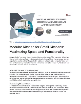Modular Kitchen for Small Kitchens: Maximizing Space and Functionality