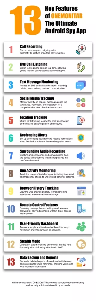 13 key features of an Android spy app - ONEMONITAR