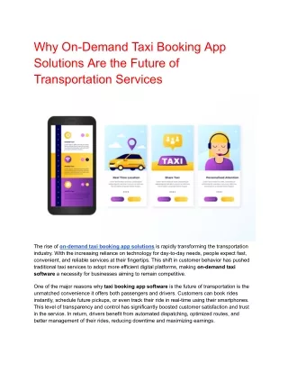 Why On-Demand Taxi Booking App Solutions Are the Future of Transportation