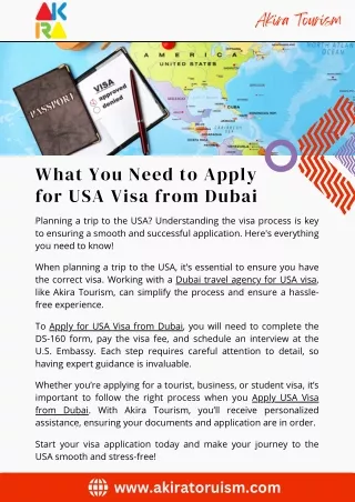 What You Need to Apply for USA Visa from Dubai