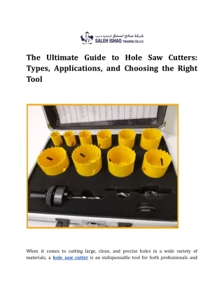 The Ultimate Guide to Hole Saw Cutters_ Types, Applications, and Choosing the Right Tool