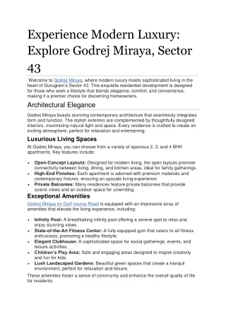 Godrej Miraya, Sector 43