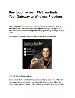 Buy touch screen TWS  earbuds_ Your Gateway to Wireless Freedom