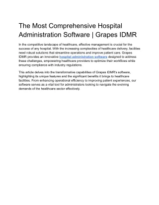 The Most Comprehensive Hospital Administration Software _ Grapes IDMR