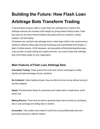 Building the Future_ How Flash Loan Arbitrage Bots Transform Trading - BlockchainAppsDeveloper