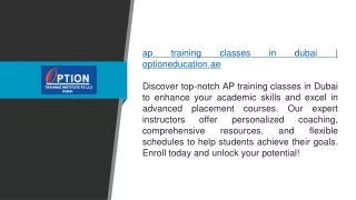 ap training classes in dubai | optioneducation.ae