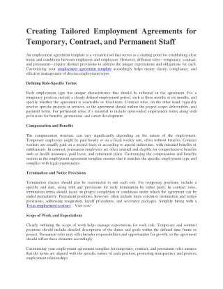 Creating Tailored Employment Agreements for Temporary, Contract & Permanent Staf