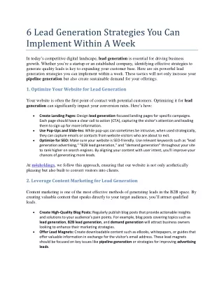 6 Lead Generation Strategies You Can Implement Within A Week