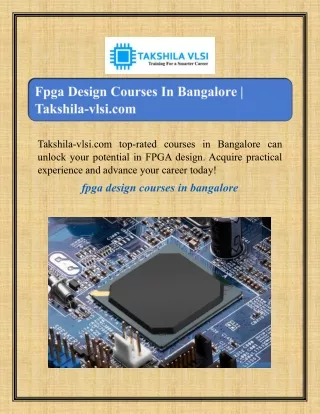 Fpga Design Courses In Bangalore | Takshila-vlsi.com
