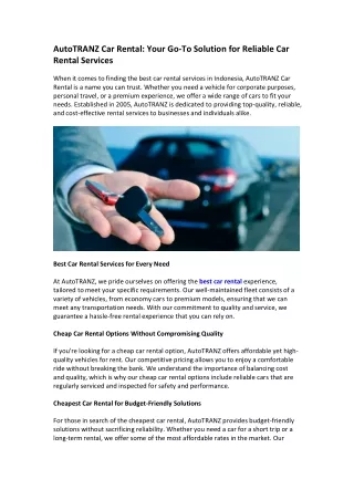 AutoTRANZ Car Rental Your Go-To Solution for Reliable Car Rental Services