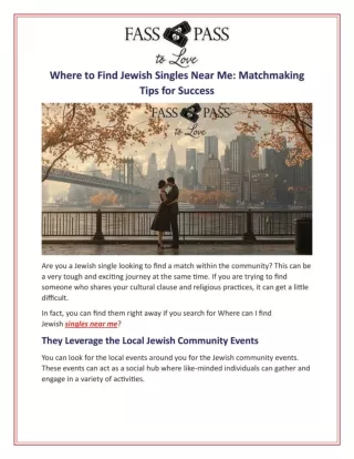 Where to Find Jewish Singles Near Me: Matchmaking Tips for Success