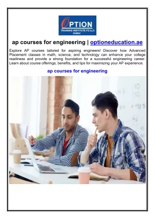 ap courses for engineering | optioneducation.ae