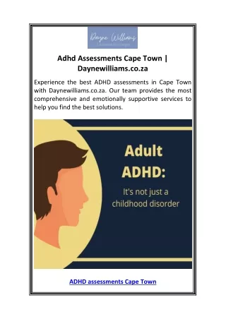 Adhd Assessments Cape Town  Daynewilliams.co.za