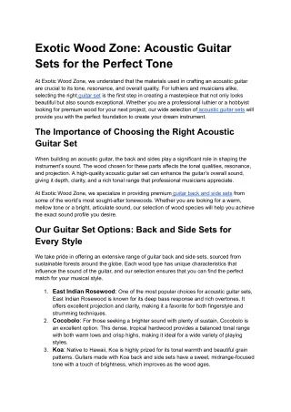 Exotic Wood Zone: Acoustic Guitar Sets for the Perfect Tone
