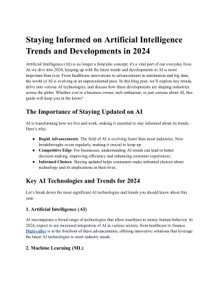 Staying Informed on Artificial Intelligence Trends and Developments in 2024