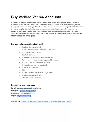 Only we are able to provide you fast service Buy Verified Venmo Accounts