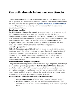 Een culinaire reis in het hart van Utrecht