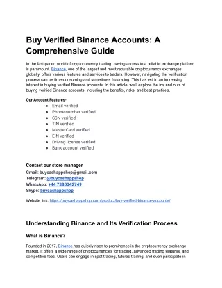 Only we are able to provide you fast service Buy Verified Binance Accounts_