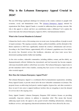 Why is the Lebanon Emergency Appeal Crucial in 2024