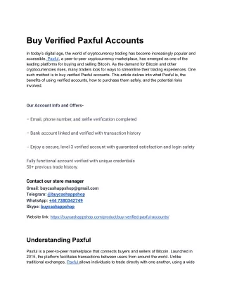 Only we are able to provide you fast service Buy Verified Paxful Accounts