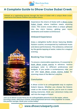 A Complete Guide to Dhow Cruise Dubai Creek