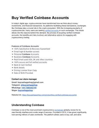 Only we are able to provide you fast service Buy Verified Coinbase Accounts