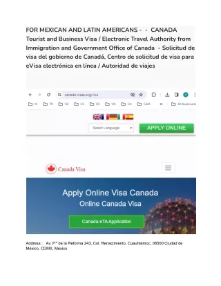 31FOR MEXICAN AND LATIN AMERICANS -  -  CANADA  Tourist and Business Visa _ Electronic Travel Authority from Immigration