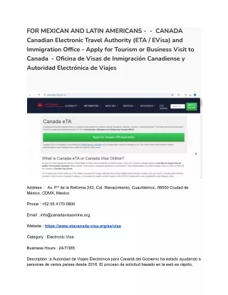 32 FOR MEXICAN AND LATIN AMERICANS -  -  CANADA  Canadian Electronic Travel Authority (ETA _ EVisa) and Immigration Offi