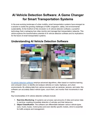 AI Vehicle Detection Software_ A Game Changer for Smart Transportation Systems