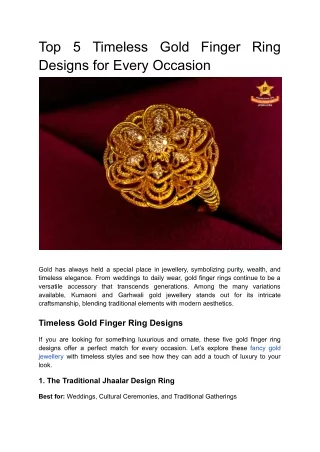 Top 5 Timeless Gold Finger Ring Designs for Every Occasion