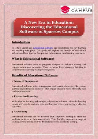 A New Era in Education: Discovering the Educational Software of Sparrow Campus