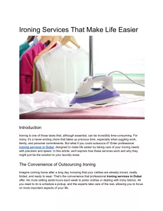 Ironing Services That Make Life Easier