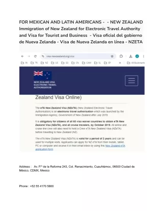 37 FOR MEXICAN AND LATIN AMERICANS -  - NEW ZEALAND  Immigration of New Zealand for Electronic Travel Authority and Visa