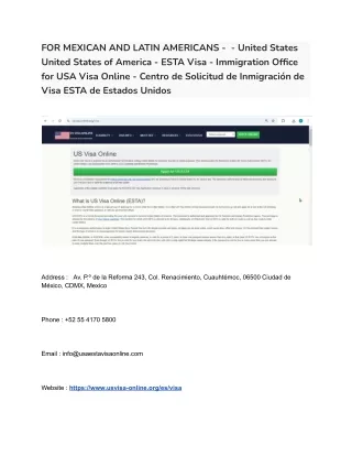 41 FOR MEXICAN AND LATIN AMERICANS -  - United States  United States of America - ESTA Visa - Immigration Office for USA