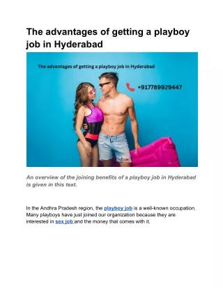The advantages of getting a playboy job in Hyderabad