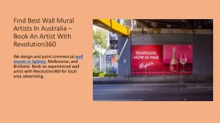 Find Best Wall Mural Artists In Australia – Book An Artist With Revolution360