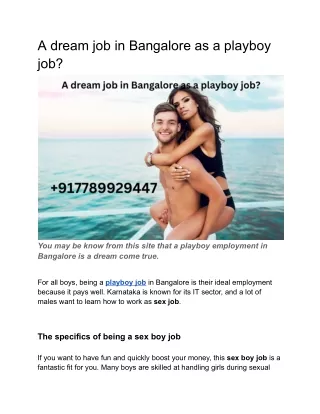 A dream job in Bangalore as a playboy job