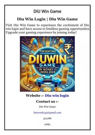 Diu Win Login  Diu Win Game