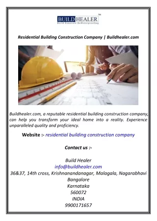 Residential Building Construction Company  Buildhealer.com