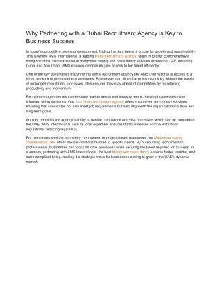 Why Partnering with a Dubai Recruitment Agency is Key to Business Success