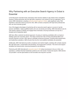 Why Partnering with an Executive Search Agency in Dubai is Essential