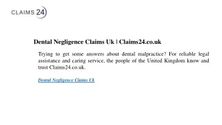 Dental Negligence Claims Uk Claims24.co.uk