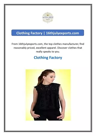 Clothing Factory 16thjulyexports