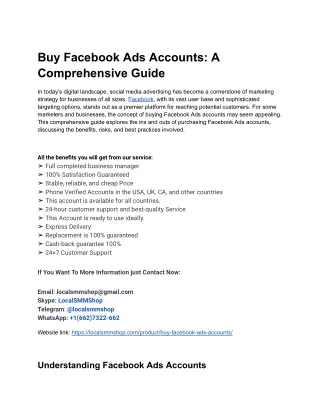 The Best Site To Buy Facebook Ads Accounts in Online