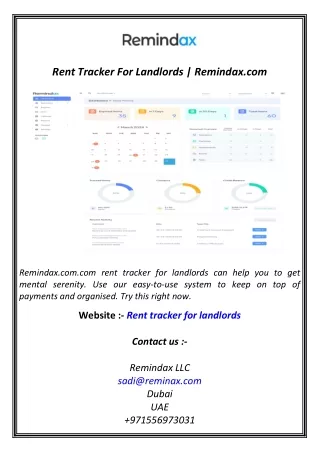 Rent Tracker For Landlords  Remindax.com