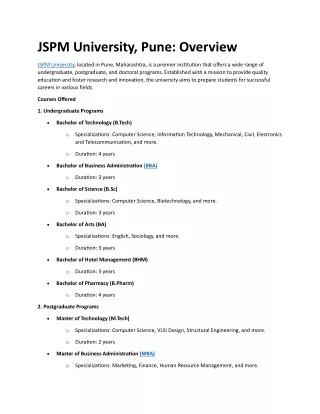 JSPM University