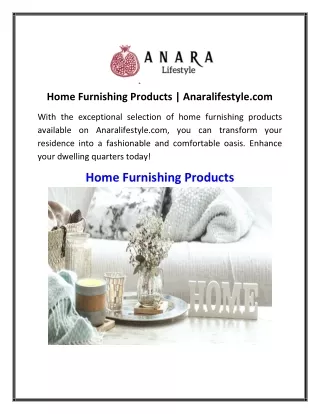 Home Furnishing Products  Anaralifestyle.com