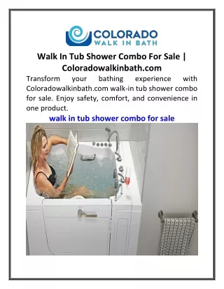 Walk In Tub Shower Combo For Sale  Coloradowalkinbath.com