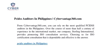Pcidss Auditors In Philippines Cybervantage360.com