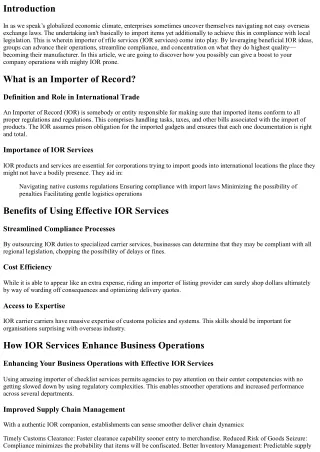 Enhancing Your Business Operations with Effective IOR Services
